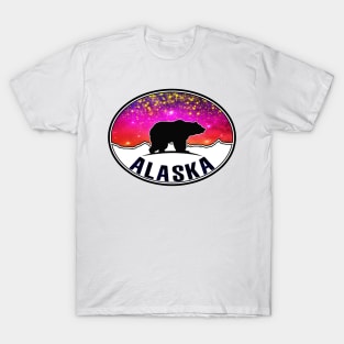 Alaska Northern Lights Bear Starry Night Mountains T-Shirt